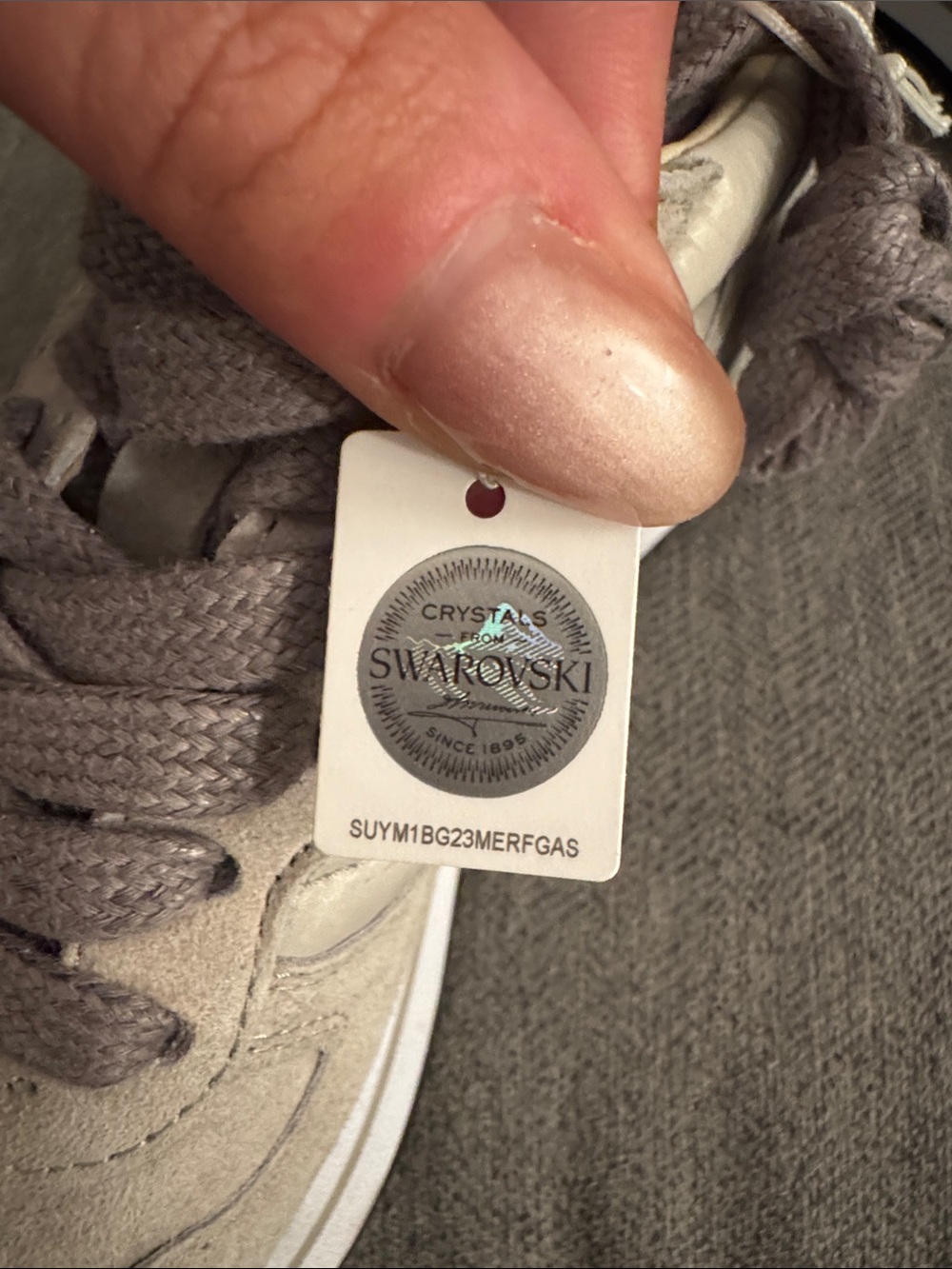 Diadora Women's Light Gray Suede Sneaker with Glitter Logo View 5